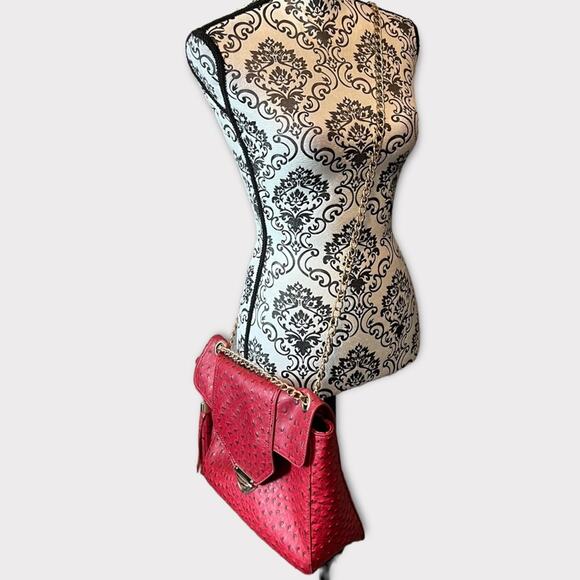 Imoshion Red Faux Ostrich Chain Link Handbag - Picture 16 of 16